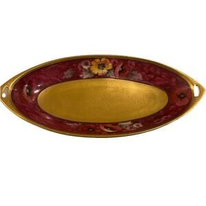 Antique 1910s Pickard Floral Gold Gilded Hand Painted Bavaria Porcelain Tray EUC